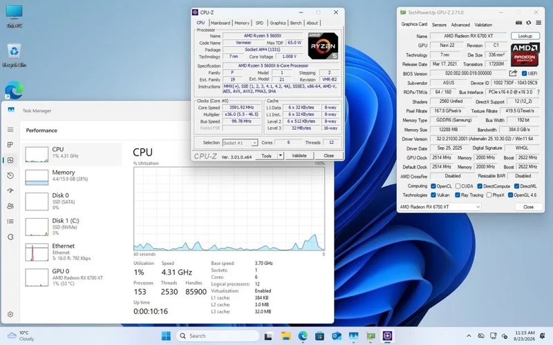 Vand calculator complet CPU 5600x, GPU 6700XT 12GB, 16GB RAM DDR4, NVME Samsung 980 500GB - Image 7